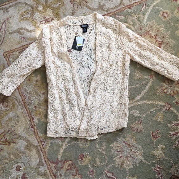 NWT Cream lace open floral cardigan blazer - Picture 2 of 4